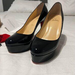 Christian Louboutin Size 38.5 Bianca 120 Patent Leather Black Pumps